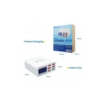 شارژر رومیزی Sunshine SS‑304Q سفید با چند خروجی USB، مناسب شارژ همزمان موبایل و گجتها، ایمن، پایدار و ایدهآل برای میز کار.